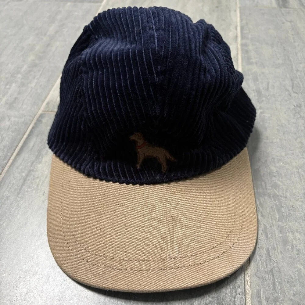 Kitestrings Corduroy Embroidered Dog Cotton Baseball Cap Hat Navy Size Small